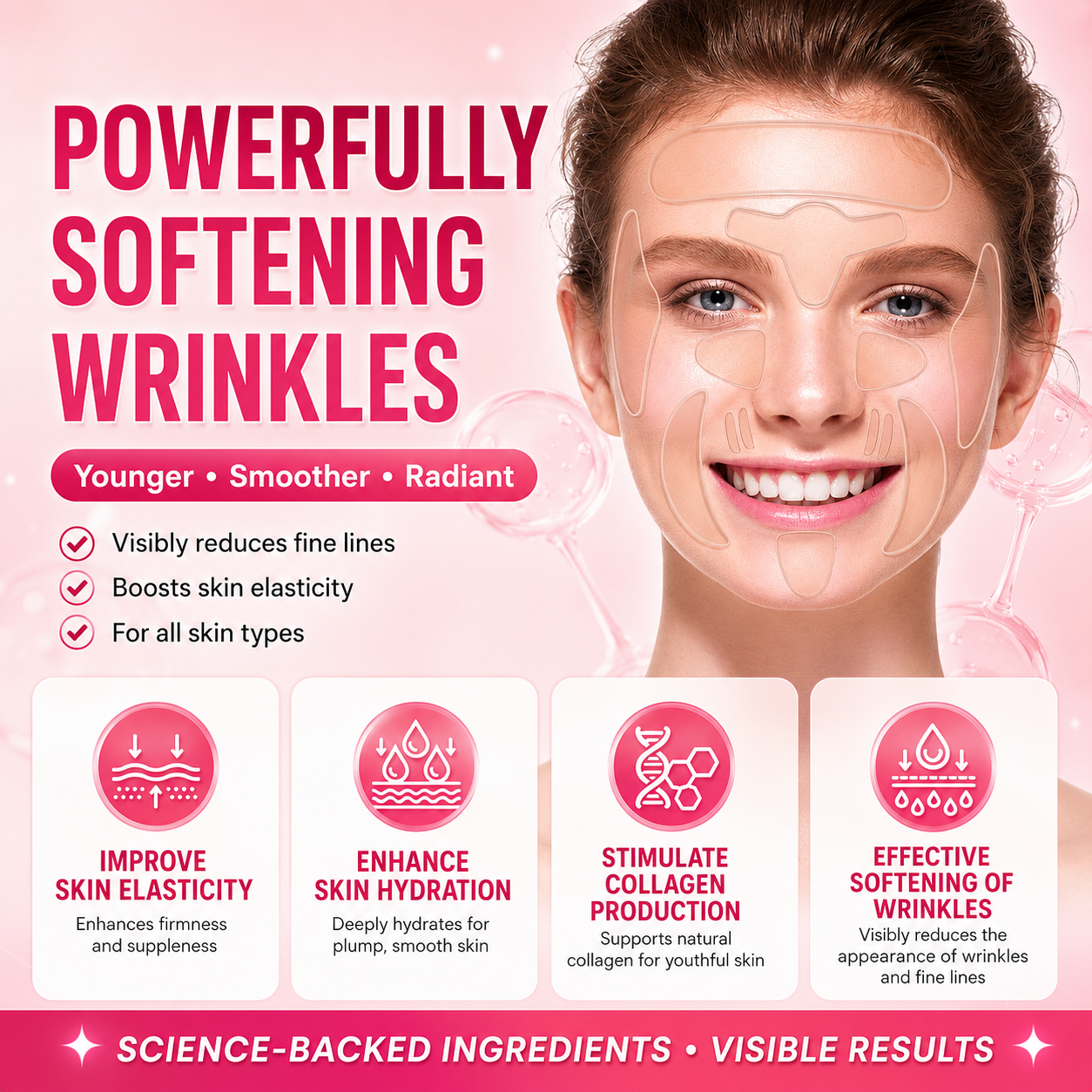 Facial Wrinkle Smoothing Patches — Overnight Anti-Aging Kit (16 Pads)