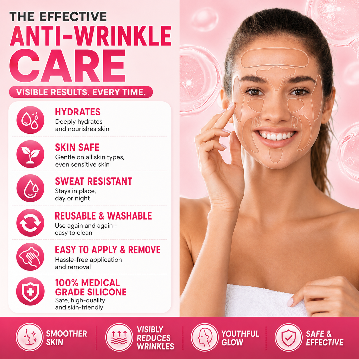Facial Wrinkle Smoothing Patches — Overnight Anti-Aging Kit (16 Pads)