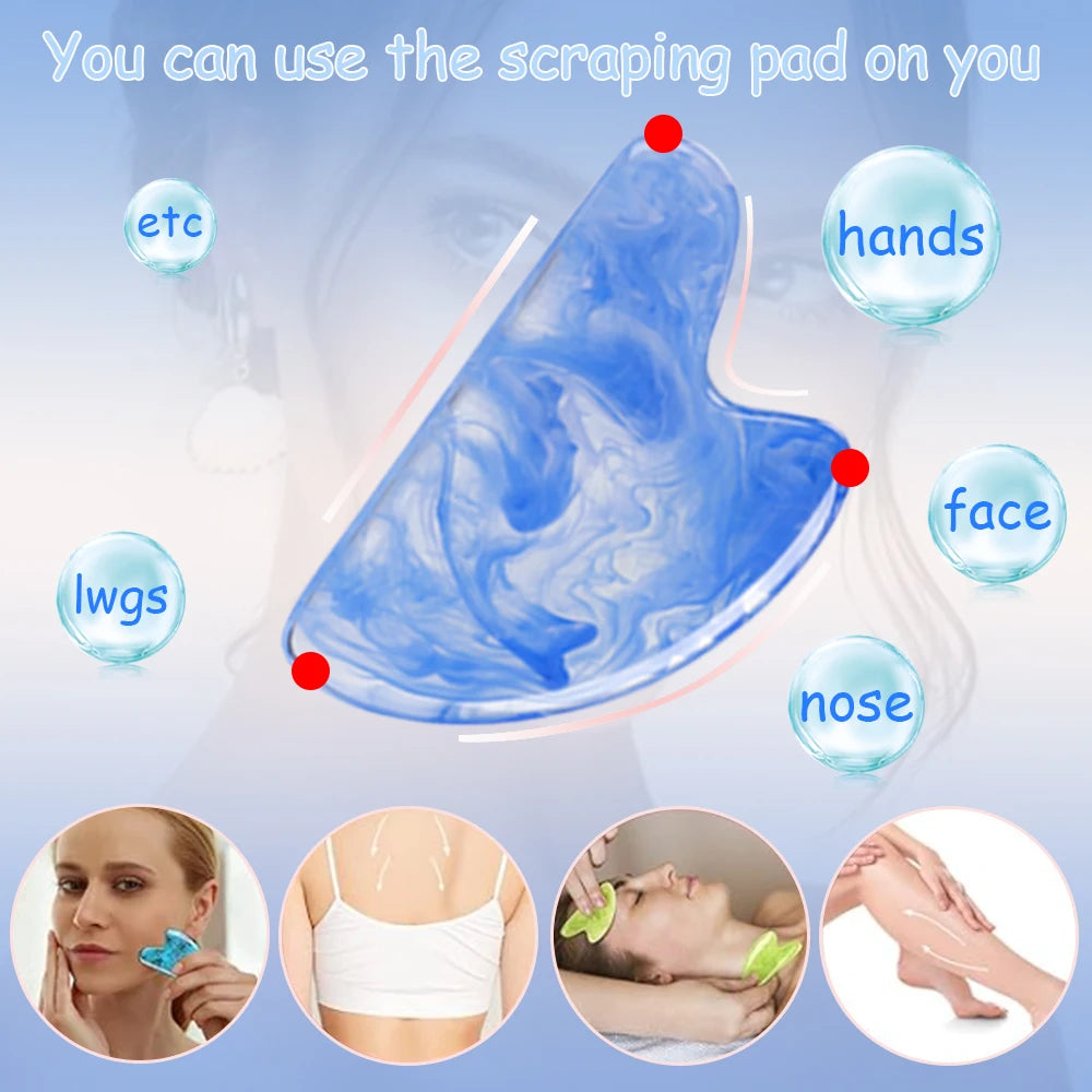 Eco-Friendly Resin Crystal Gua Sha Muscle Scraping Facial Massage Tool Heart Shape Guasha Face Lift Massage Board